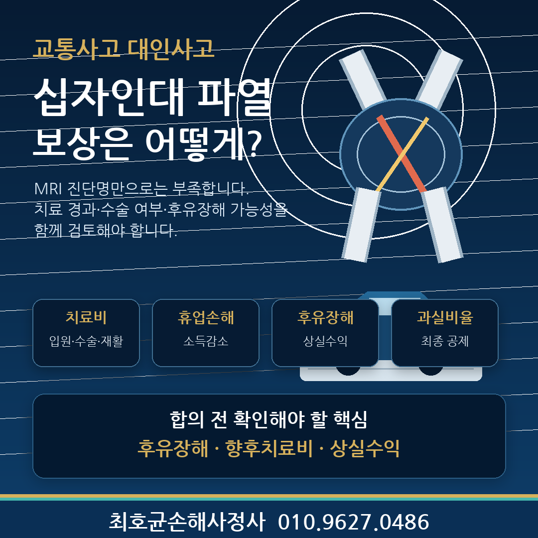 교통사고 대인사고 십자인대 파열 보상은 어떻게?
