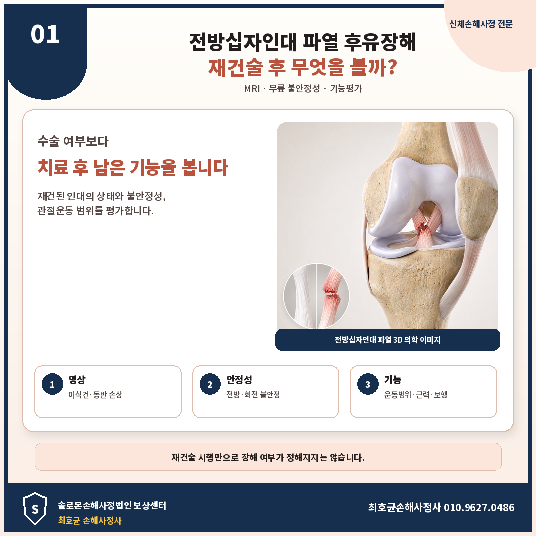 전방십자인대 파열 후유장해 재건술 후 무릎 불안정성은 어떻게 평가할까?